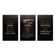 Gold Christmas Manger Triptych 